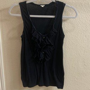 Black Ruffle J Crew Sleeveless Top, Size XS